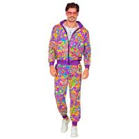 Neon Flower Power Trainingspak Paars - thumbnail