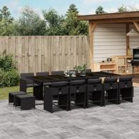 15-delige Tuinset met kussens poly rattan zwart - thumbnail
