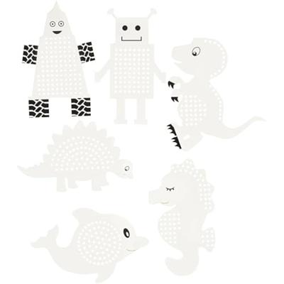 Creativ Company Https://www.cchobby.nl/kruissteken-karton-dieren-robotten-h-8-13-cm-b-8-13-cm-wit-6x3-stuk-1-doos