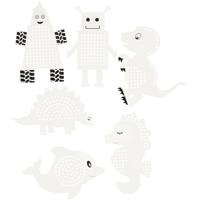 Creativ Company Https://www.cchobby.nl/kruissteken-karton-dieren-robotten-h-8-13-cm-b-8-13-cm-wit-6x3-stuk-1-doos - thumbnail