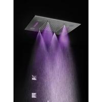 Hotbath Mate inbouw hoofddouche 48x63cm rechthoek met spray LED verlichting nikkel geborsteld M192GN - thumbnail