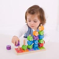 Bigjigs houten stapelspel bloemen, 16dlg. - thumbnail