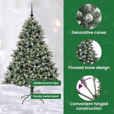 Kunstkerstboom met 300 LED Groen 180 cm PVC en Plastic en Staal
