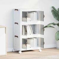 VidaXL Opbergbox stapelbaar met wielen 3-laags 28 l 48,5x29,5x86 cm - thumbnail