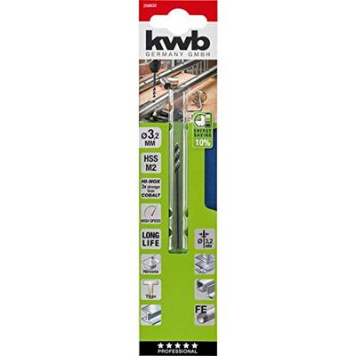 kwb 258632 HSS Metaal-spiraalboor 3.2 mm Gezamenlijke lengte 65 mm M2 DIN 338 Cilinderschacht 1 stuk(s) kwb 258632 HSS Metaal-spiraalboor 3.2 mm Gezamenlijke lengte 65 mm M2 DIN 338 Cilinderschacht 1 stuk(s)
