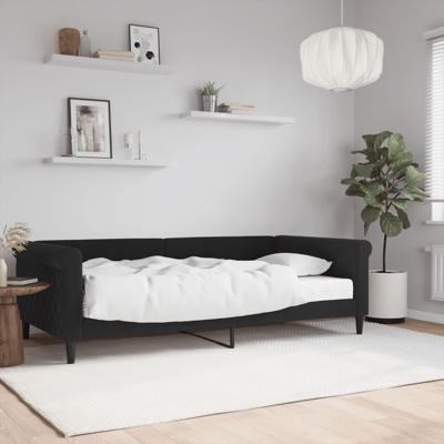 Slaapbank met matras 100x200 cm fluweel zwart