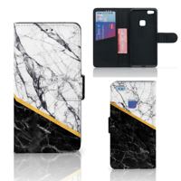 Huawei P10 Lite | Bookcase | Marmer Wit Zwart - Origineel Cadeau Man - thumbnail