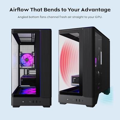 Montech king 45 pro midi tower behuizing (zwart | 2x usb-a | 1x usb-c | rgb | window)