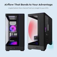 Montech king 45 pro midi tower behuizing (zwart | 2x usb-a | 1x usb-c | rgb | window) - thumbnail