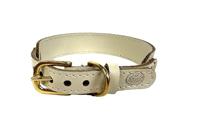 Sazzz halsband voor hond sweetie classic leer creme 27-33x2,5 cm - thumbnail