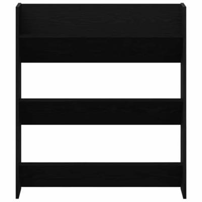 Schoenenkast met plank Zwart Eiken 80 x 18 x 90 cm Bewerkt hout