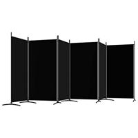 Kamerscherm met 6 panelen 520x180 cm stof zwart - thumbnail