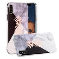 For iPhone XS / X Hot Stamping Geometric Marble IMD Craft TPU Protective Case(Pineapple) - thumbnail