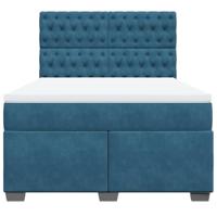 Boxspring met matras fluweel blauw 160x200 cm - thumbnail