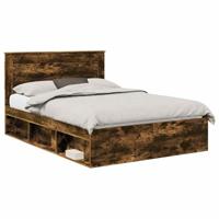 Bedframe met lade Gerookt eiken 150 x 200 cm Massief grenenhout - thumbnail
