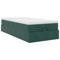 Ottoman bed met matras 90x190cm fluweel donkergroen - thumbnail