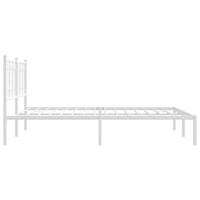 Bedframe met hoofdbord metaal wit 150x200 cm