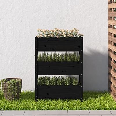 Plantenbak 77x25x104,5 cm massief grenenhout zwart Plantenbak 77x25x104,5 cm massief grenenhout zwart