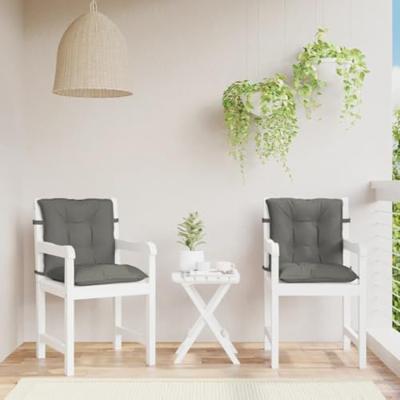 VidaXL Stoelkussens 2 st lage rug 100x50x7 cm stof donkergrijs - thumbnail