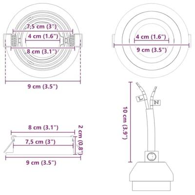 VidaXL Spotje zilver 9 x 9 x 2 cm aluminium