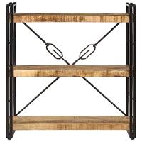 Boekenkast 3-laags 77x30x80 cm massief mangohout en ijzer - thumbnail