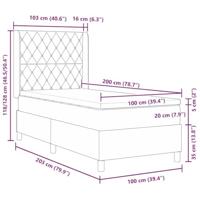 Boxspringbed met matras fluweel lichtgrijs 100x200 cm - thumbnail