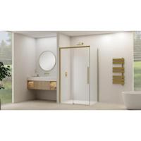 Van Rijn Products ST09 Schuifdeur tbv hoekcabine - 160x200cm - helder glas - soft-close - Messing Geborsteld ST09350160HESB - thumbnail