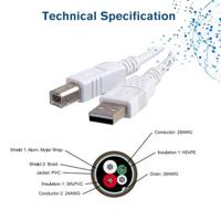 C2G - USB-kabel - USB (M) naar USB type B (M) - USB 2.0 - 5 m - wit - thumbnail