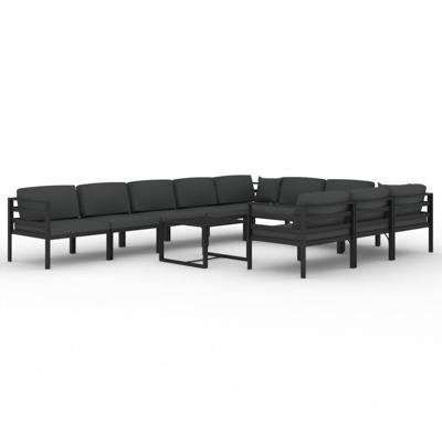 11-delige Loungeset met kussens aluminium antracietkleurig - thumbnail