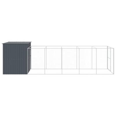 Hondenhok met ren 214x661x181 cm gegalvaniseerd staal antraciet