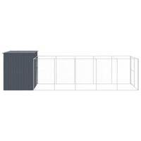 Hondenhok met ren 214x661x181 cm gegalvaniseerd staal antraciet - thumbnail
