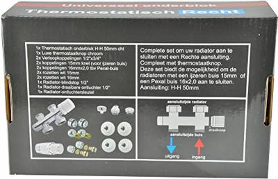 Saqu radiatorkraan middenaansluiting recht chroom