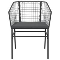 Tuinstoelen 2 st met kussens poly rattan zwart - thumbnail