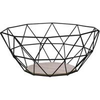 Gusta Fruitmand - Metaal - Hout - 26x25x12 cm - thumbnail