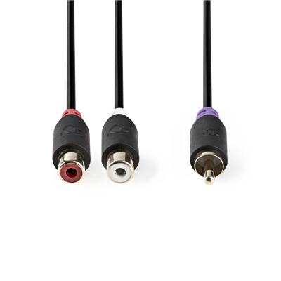 Subwooferkabel | RCA male - 2x RCA female | 0,2 m | Antraciet