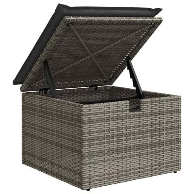 4-delige Loungeset met kussens poly rattan grijs - thumbnail