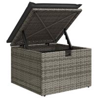 6-delige Loungeset met kussens poly rattan grijs - thumbnail