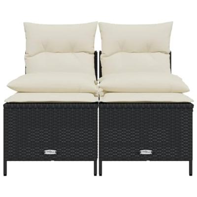 4-delige Loungeset met kussens poly rattan zwart 4-delige Loungeset met kussens poly rattan zwart
