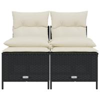 4-delige Loungeset met kussens poly rattan zwart - thumbnail
