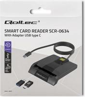 Qoltec 50634 Intelligente Smart ID-chipkaartlezer SCR-0634 | USB-type C (5901878506340) - thumbnail