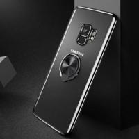 TOTUDESIGN voor Galaxy S9 TPU galvaniseren schokbestendige terug beschermhoes met draaibare ringhouder (zwart) - thumbnail
