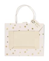 HEMA Cadeautas 24x11x20cm sterren met venster goud - thumbnail