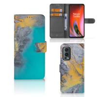OnePlus Nord 2 5G | Bookcase | Marble Blue Gold - thumbnail