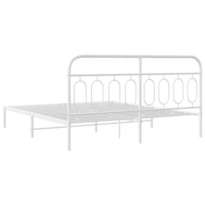 Bedframe met hoofdbord metaal wit 180x200 cm