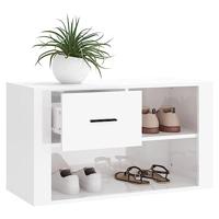Schoenenkast 80x35x45 cm bewerkt hout hoogglans wit - thumbnail