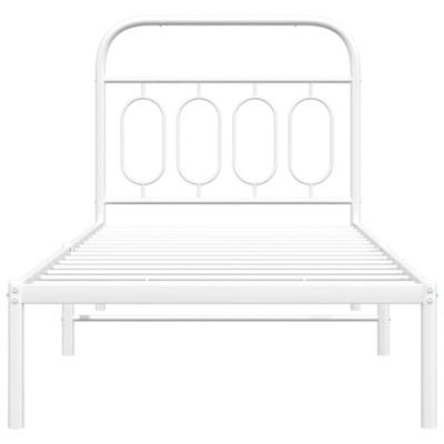 Bedframe met hoofdbord metaal wit 90x200 cm