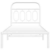 Bedframe met hoofdbord metaal wit 90x200 cm - thumbnail