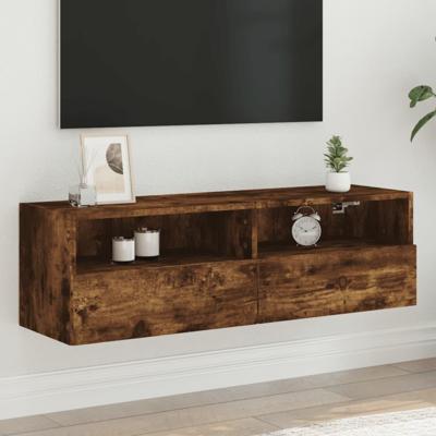 Tv-wandmeubel 100x30x30 cm bewerkt hout gerookt eikenkleurig Tv-wandmeubel 100x30x30 cm bewerkt hout gerookt eikenkleurig