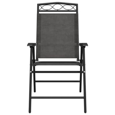 Tuinstoelen 2 st inklapbaar staal en textileen gemleerd grijs - thumbnail