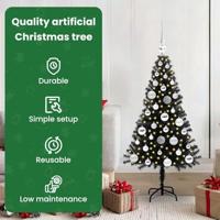 VidaXL Kerstboom met 150 led met standaard zwart 120 cm pvc - thumbnail
